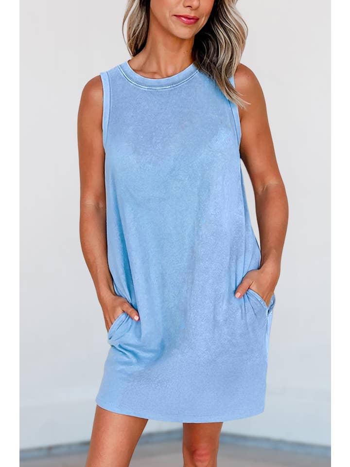 Aapparella - Wholesale Dress - Women's - Mineral Wash Tank Mini Dress with Pockets | S-XL