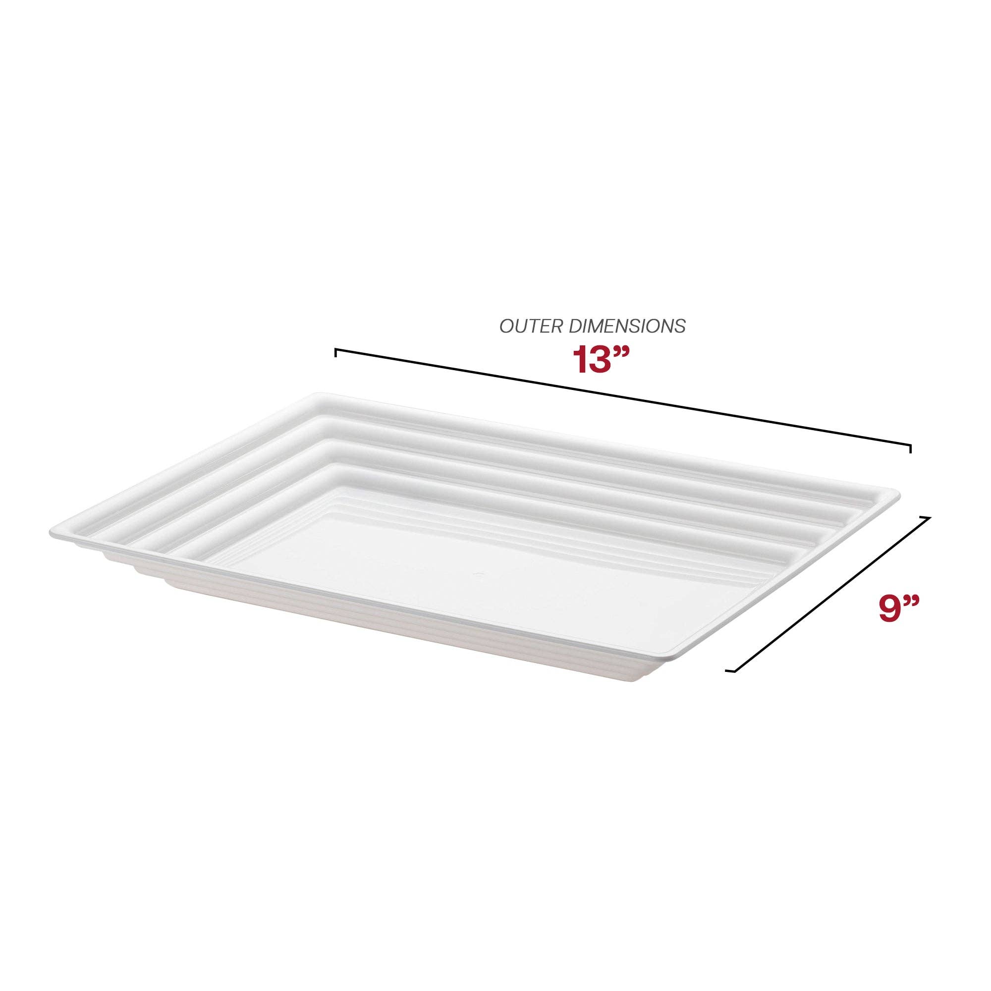 Smarty had a Party - Wholesale Serving Tray - 9" x 13" White with Groove Plastic Serving Trays - 24 pcs2