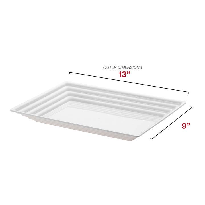 Smarty had a Party - Wholesale Serving Tray - 9" x 13" White with Groove Plastic Serving Trays - 24 pcs2