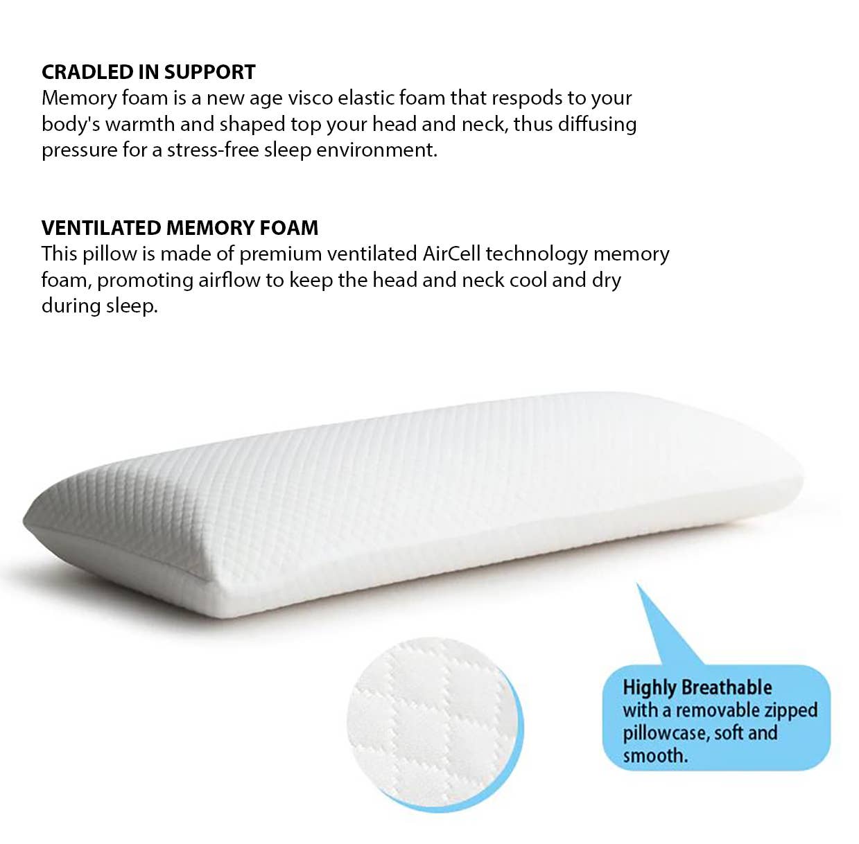 home mart goods – wholesale Sängkläder kudde – Mjuk plysch Memory Foam Support Kudde (Set med 2)4