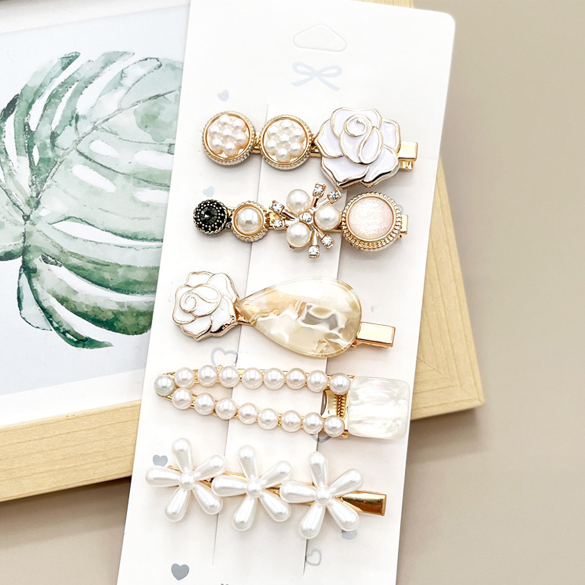 ACCITY - Wholesale Hair Clip - Women's - Rhinestone Pearl Hair Clip Set-Elegant Side Pin _CWASC034965