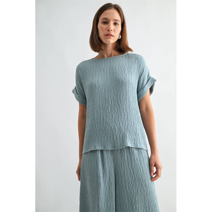 TEXTURIERTE WEBTOP MIT DOLMAN-ÄRMELN für den Großhandel von FUN2FUN