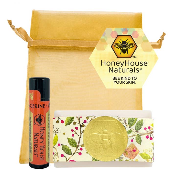 Honey House Naturals - Wholesale Bath & Body Set - Holiday Mini Soap & Lip Butter Gift Set - Individual