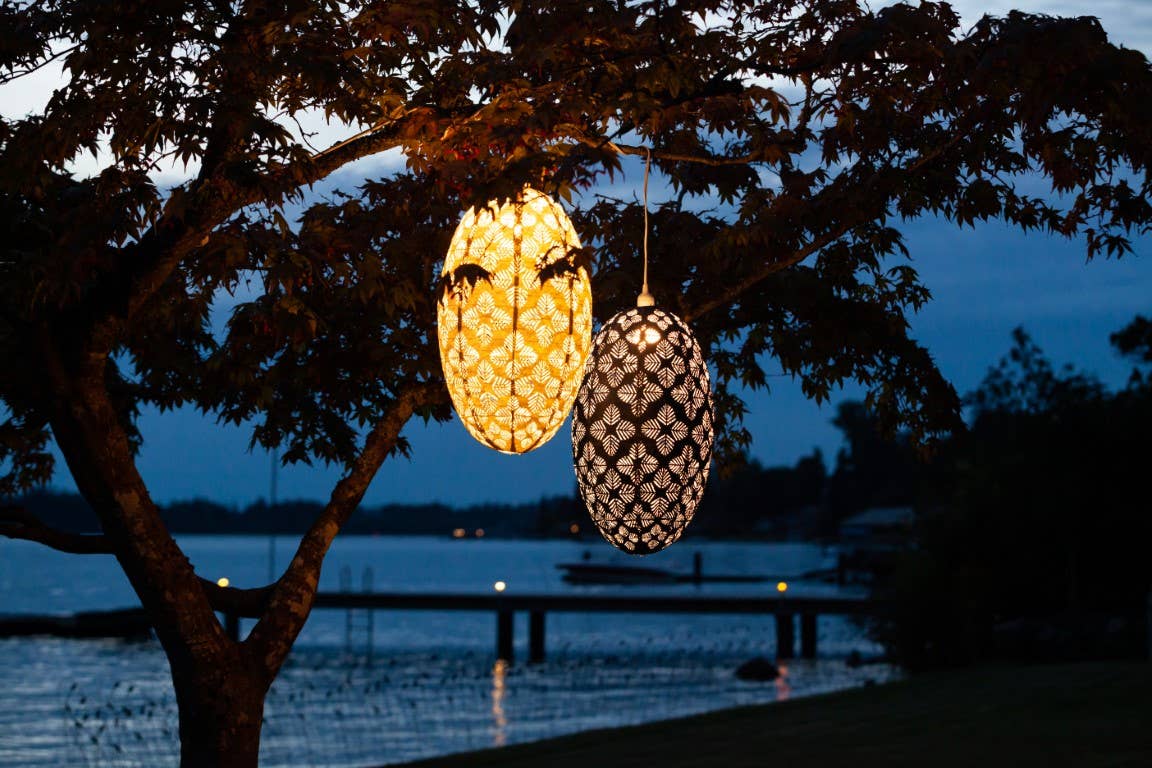 Allsop Home & Garden – Engroshandel Udendørs/havelampe – Stella Nova Udendørs Pendellys - Geo Palm 22" Midnat10