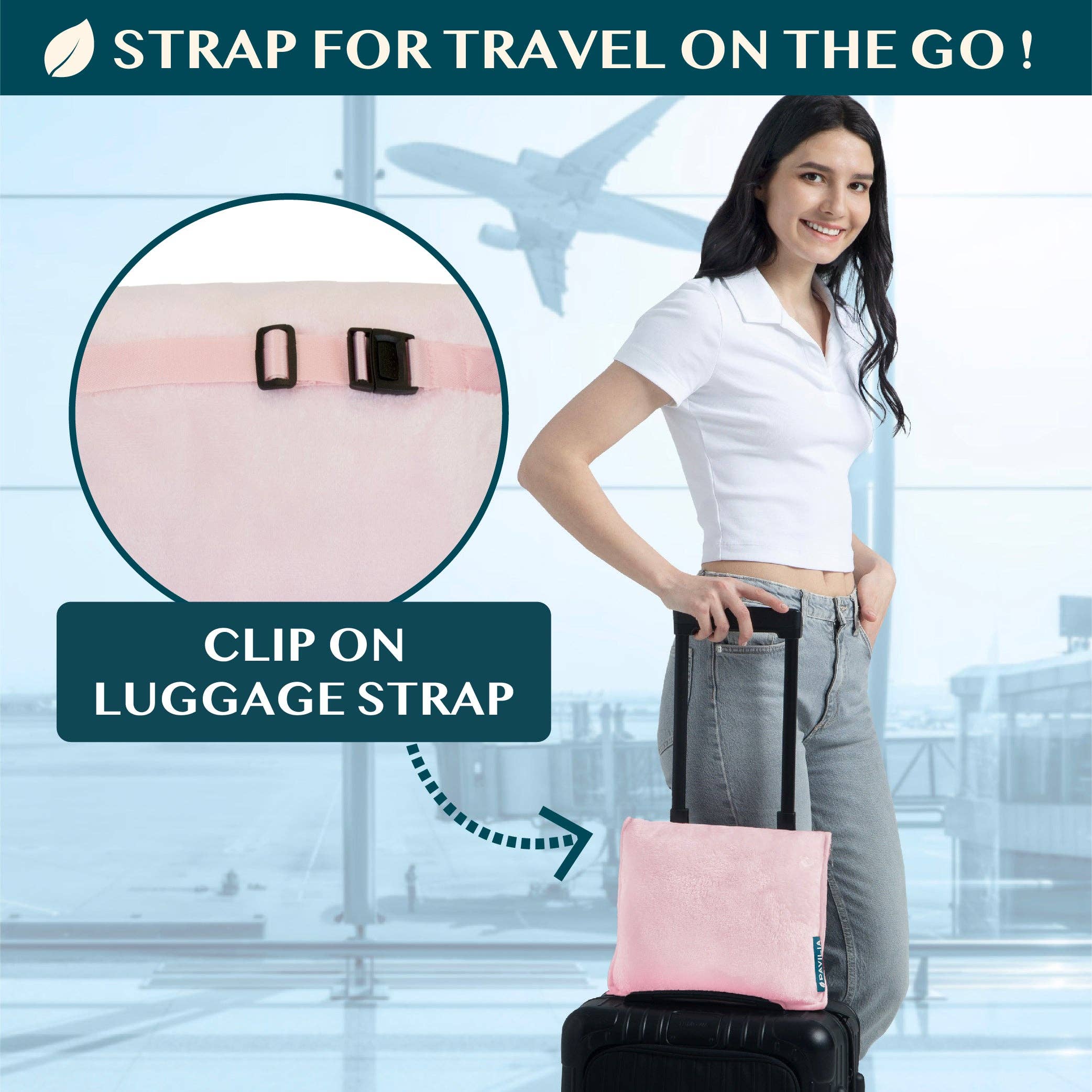 Pavilia - Venta al por mayor Mantas de viaje - Manta de viaje de felpa premium con almohada24