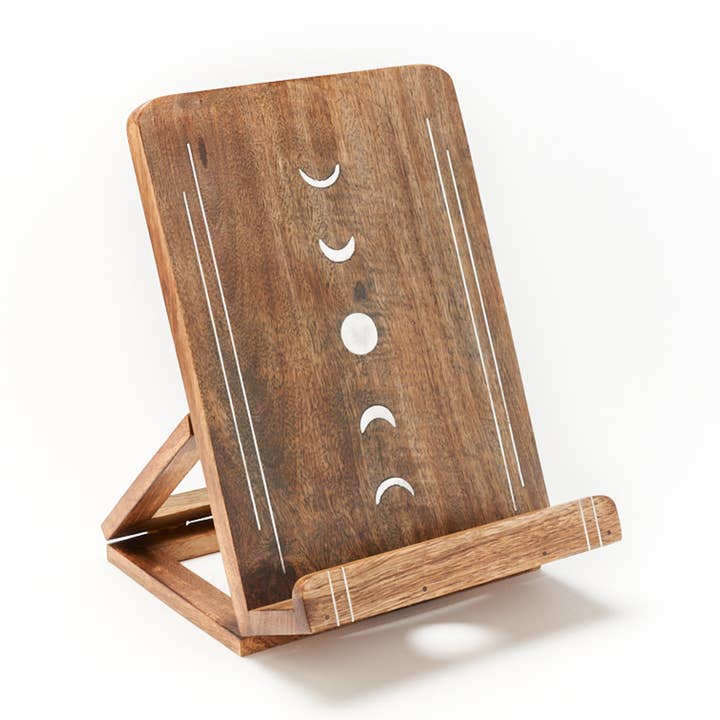 Matr Boomie Fair Trade - Wholesale Book holder - Indukala Moon Phase Book Stand Tablet Holder - Handcrafted0