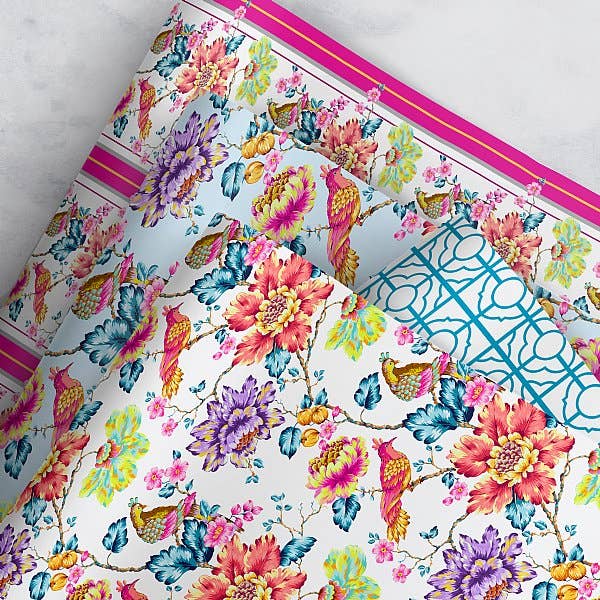 Jacobean Bird Collection Gift Wrap for wholesale by Loralee Lewis
