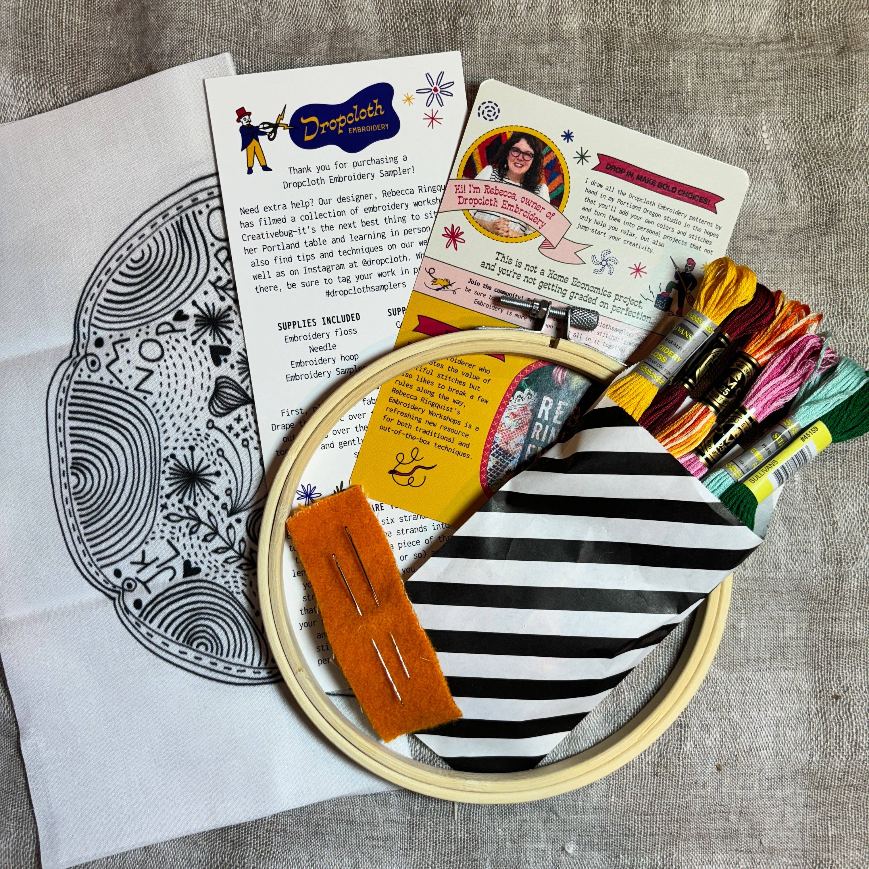 Dropcloth Samplers - Wholesale Embroidery/Cross Stitch Supplies - Disco Nap Embroidery Kit4