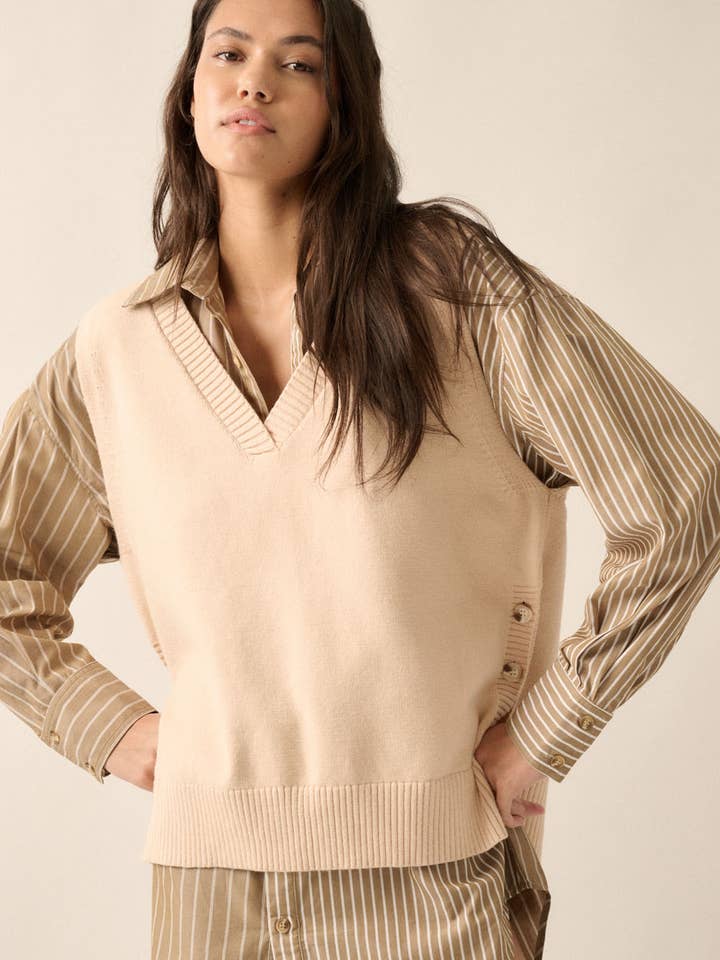 Colete de malha lateral com botões maciços por atacado de Promesa USA