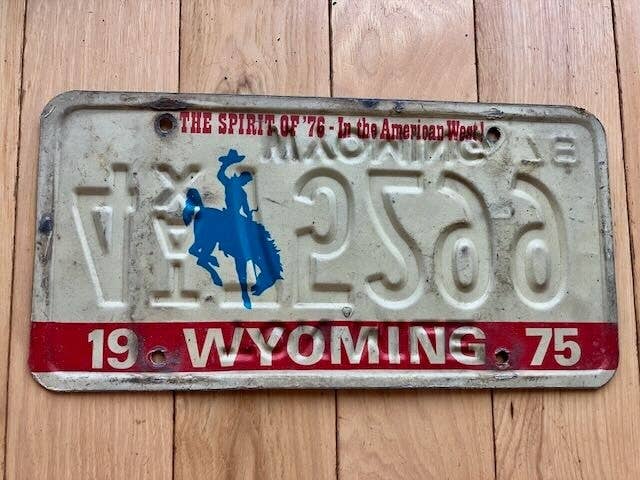 1975 Bagside/ 1978 Forside - Wyoming To-sidet Trykt Nummerplade for engroshandel hos RusticPlates