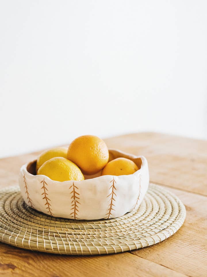 sets de table circulaires, dessous de plat rond en fibres végétales pour la vente par Argile & Osier