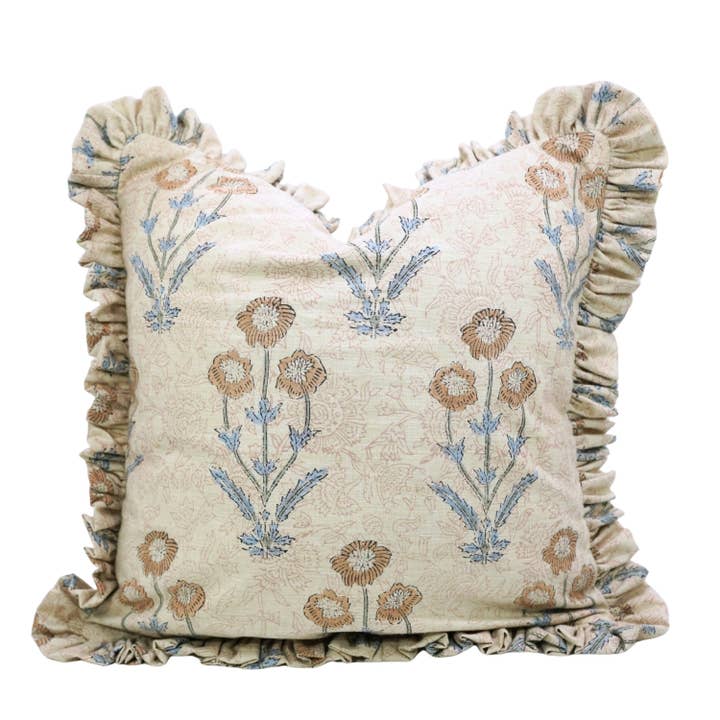Home Décor Print Linen Blend Frill Pillow Cover - Amitabh for wholesale by Fabdivine