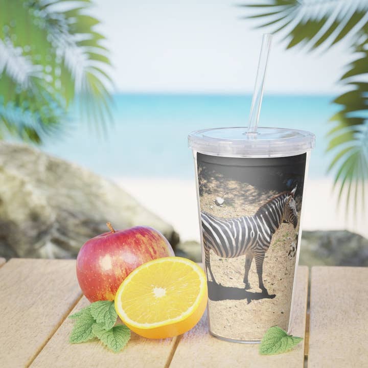 Transparente Vaso de plástico Zebra con pajita de venta al por mayor en Faire
