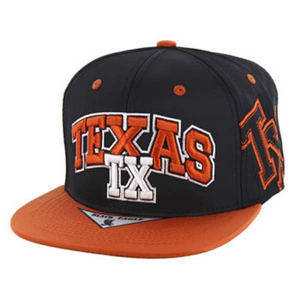 Casquette Snapback Texas – Casquette de Baseball Noir/Orange Brûlé pour la vente par S & J Gift Inc