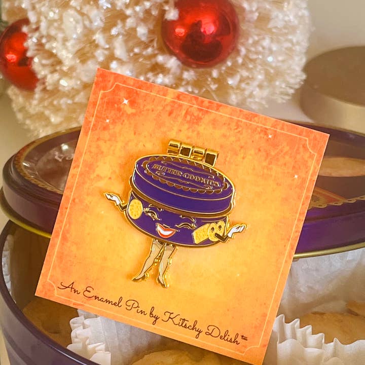 Kitschy Delish - Wholesale Lapel Pin/Button - Cookie Tin, enamel pin that opens