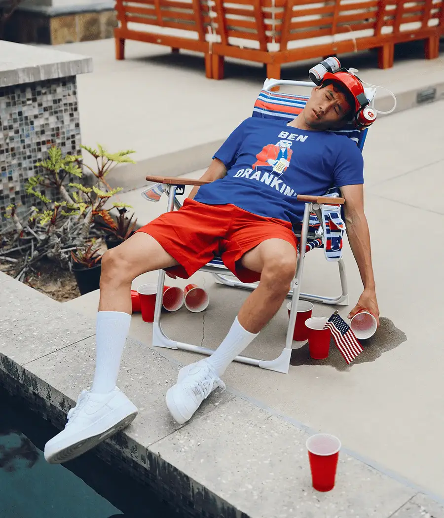 Tipsy Elves - Wholesale T-shirt met print - Heren - Ben Drankin' T-Shirt - Heren 4 juli Patriottische USA Tee3