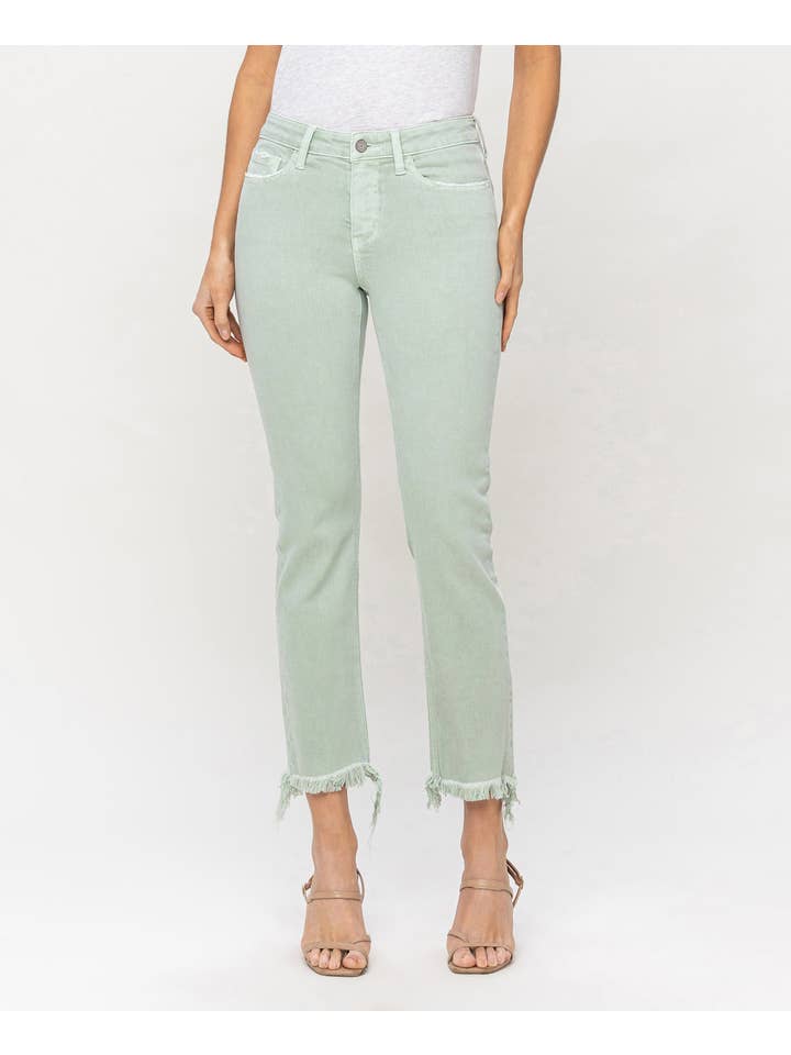MINT MID RISE CROP STRAIGHT JEANS V3370MI for wholesale on Faire
