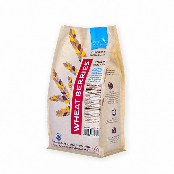 Organic Hard Red Wheat Berries - 5 lb for wholesale by Bluebird Grain Farms