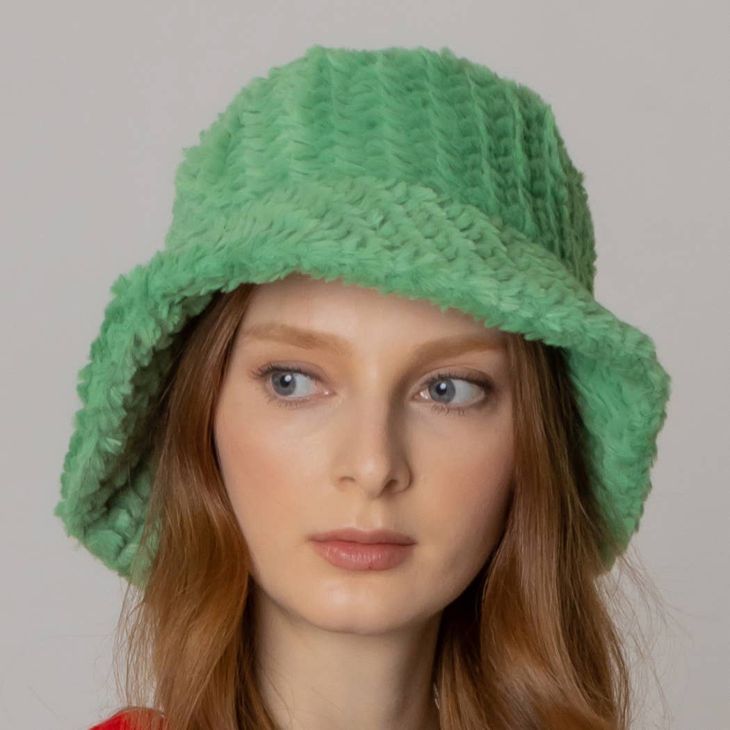 Fashion City – wholesale Bucket Hat - Dam – Vinter enfärgad fuzzy päls hink hatt6