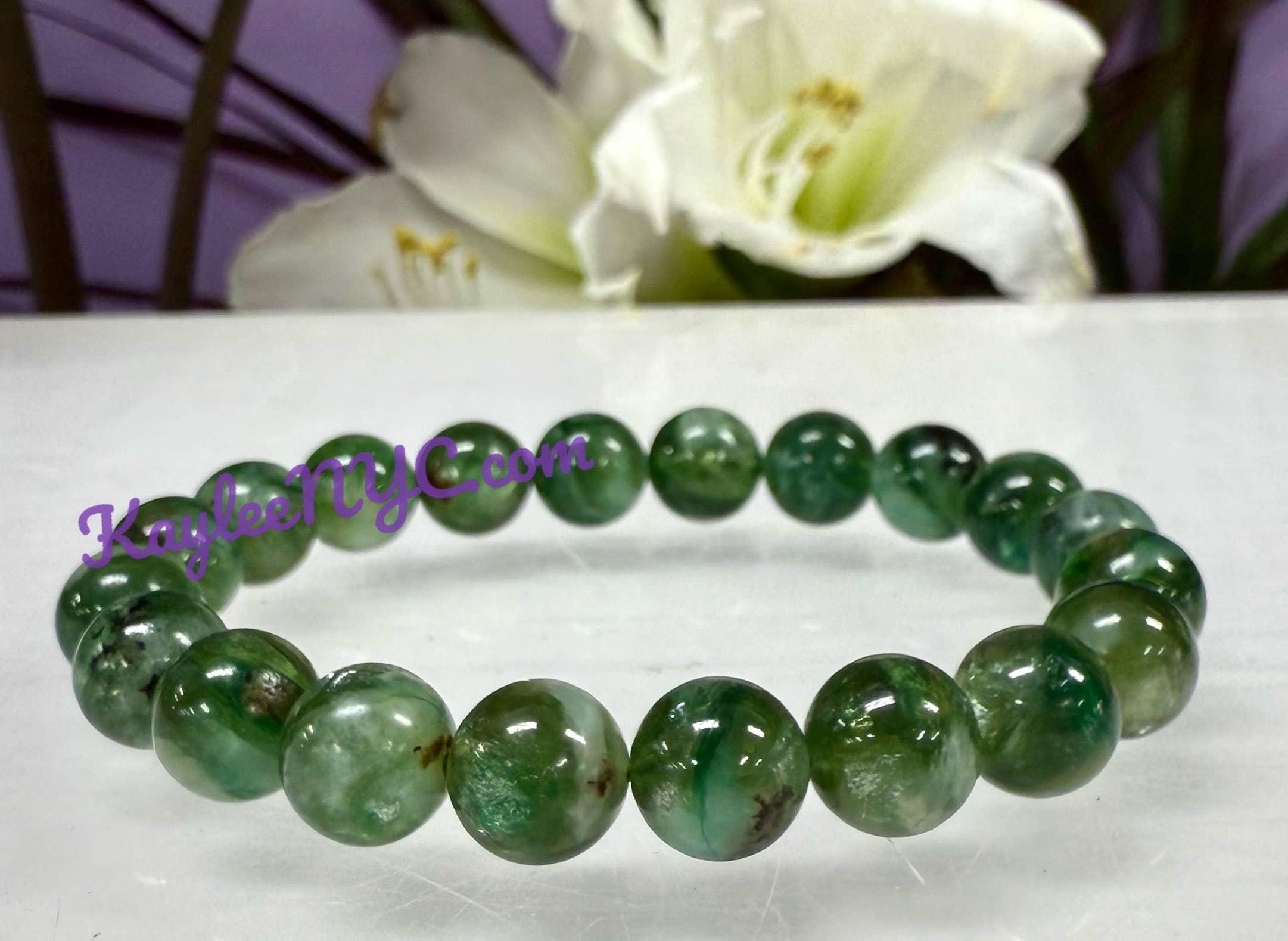 KayleeNYC - Wholesale Beaded Bracelet - Natural Green Lepidolite Mica 7.5” Stretch Bracelet5