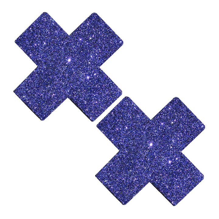Purple Rain Glitter X Factor Nipple Cover Pasties for wholesale by Neva Nude