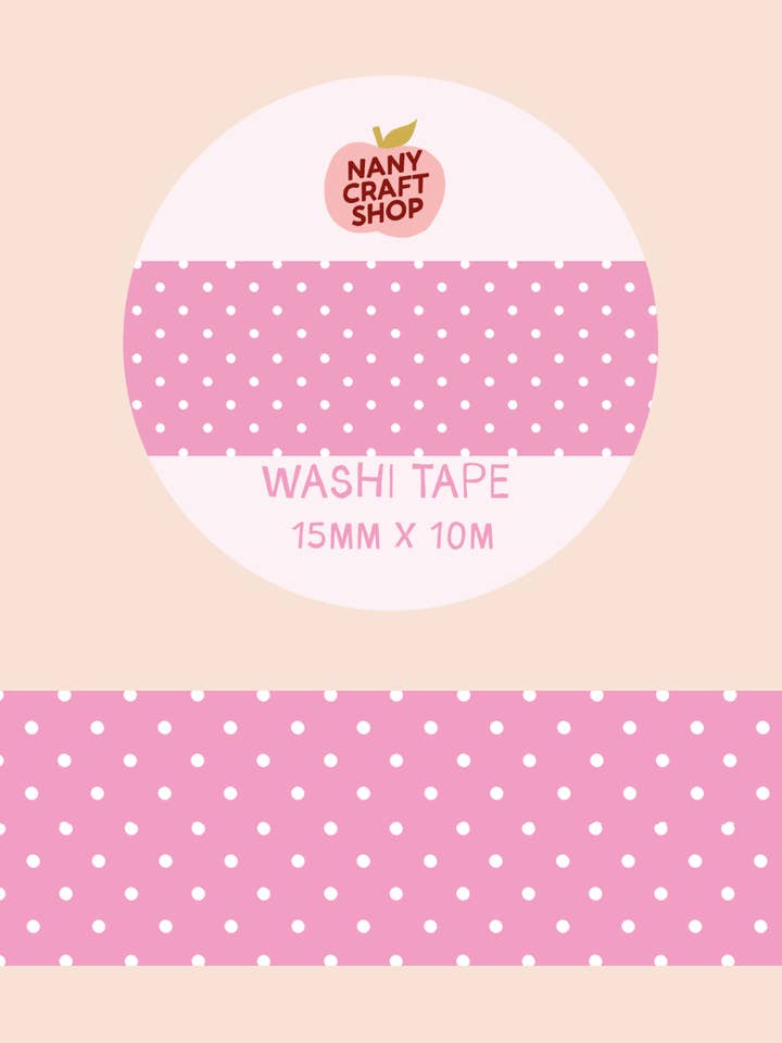 Washi Tape - pois rosa per la vendita all'ingrosso da parte di Nany Craft Shop