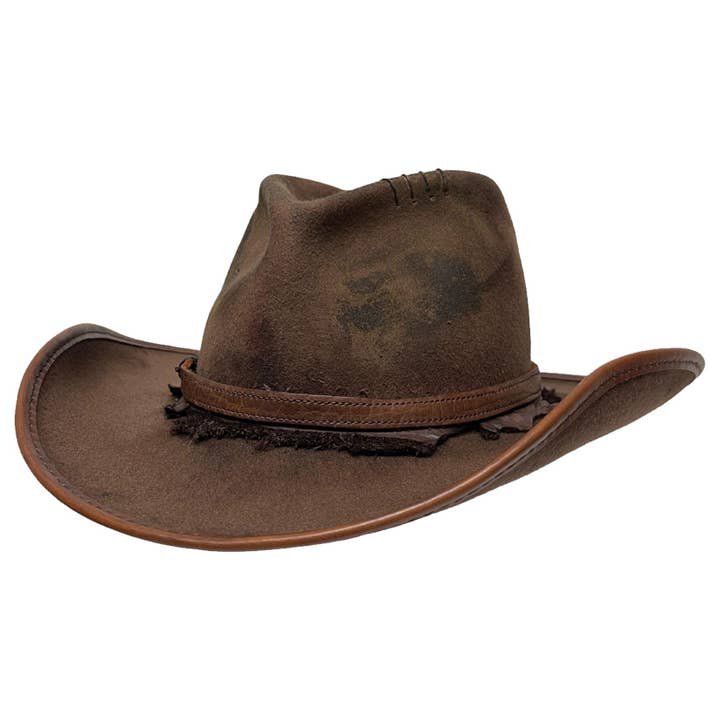 American Hat Makers – wholesale Cowboy hat – Unisex – Cowhide Leather Wool Felt Cowboy Hat - Style Duke