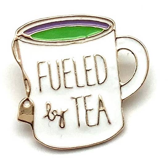 Fueled by Tea Cup Caneca com Alfinete Esmaltado Broche de Lapela Tea Party por atacado de All Little Cute Things