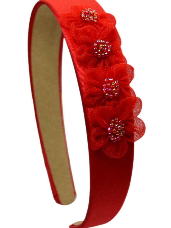 Faixa de cabeça Lulu Organza Petite Flower Cluster por atacado de Funny Girl Designs