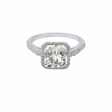 Anillo 2 CT cojín cuadrado circonita cúbica Halo 638R2078A para venta al por mayor de Zirconmania Wholesale Fashion Jewelry