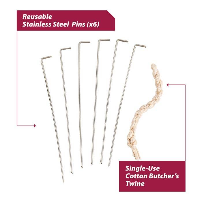 HIC - Harold Import Co. - Wholesale Kitchen Tool/Gadget - Turkey Lacer Kit – Stainless Steel Pins & Butcher’s Twine1