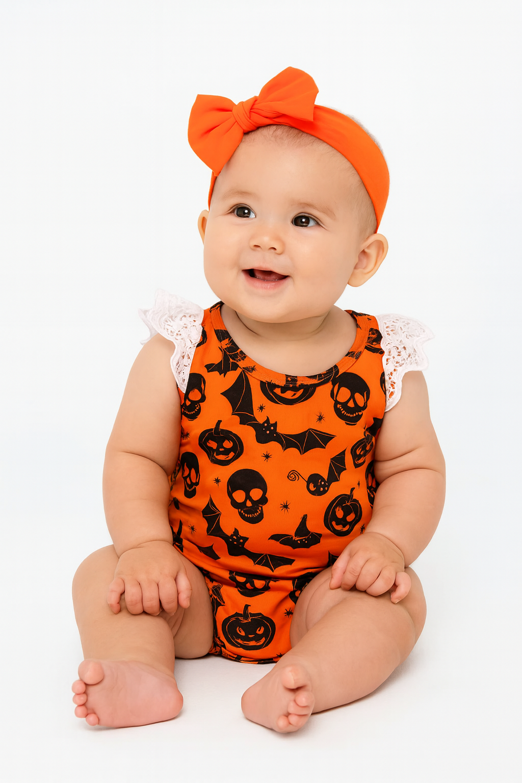 Fennco Styles - Wholesale Bodysuit (Non-Footed) - Baby - Orange Halloween Pumpkin Baby Romper1