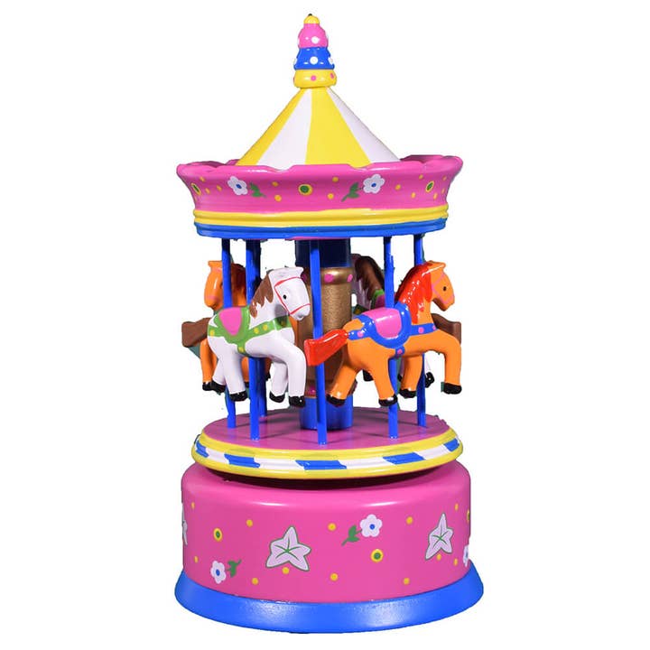 Træ Musikalsk Karrusel med Heste 21cm for engroshandel hos giftland