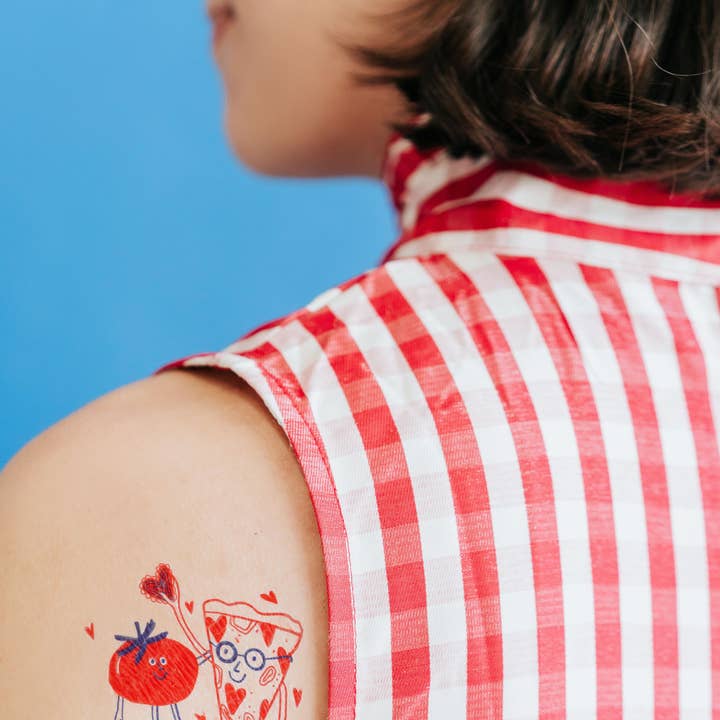 Tattly - Wholesale Temporary Tattoo - Pizza Loves Tomato Tattoo Pair *NEW SP25