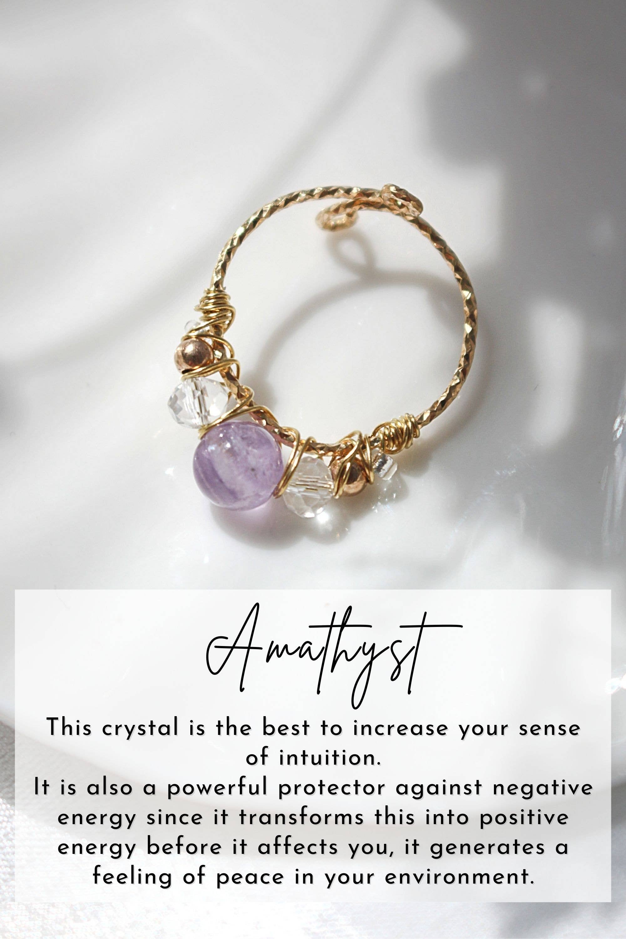 Divine Dulcet – wholesale Single stone/solitaire ring – "Marquise" | 18K Natural Crystals Hand Wired Adjustable Ring8