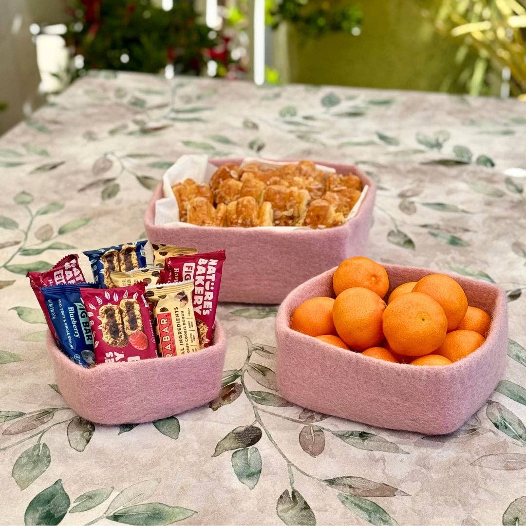 Humble Hilo - Venta al por mayor Bandejas/platos/boles decorativos - Humble Hilo Cuencos de Fieltro Hechos a Mano, Juego de 3 Cuadrados13