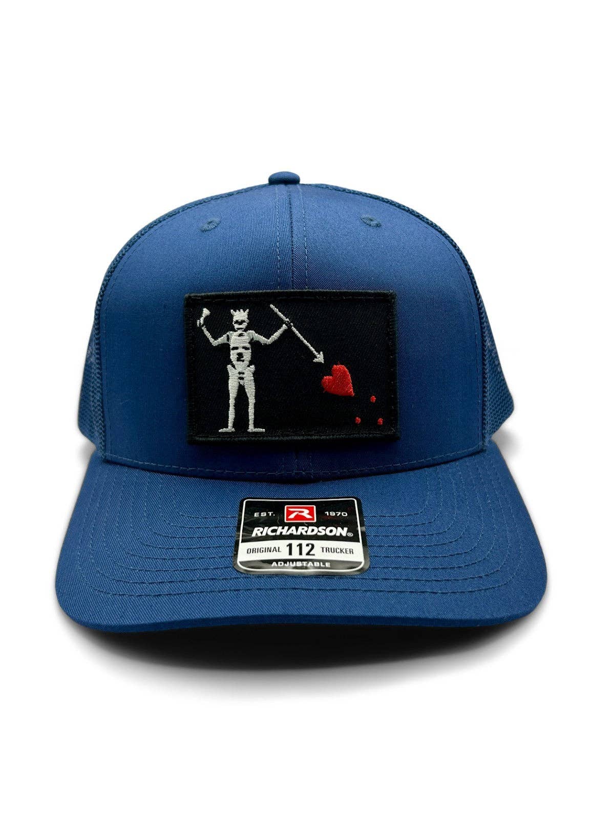 Defcon Supply - Wholesale Trucker Hat - Unisex - Blackbeard Flag Patch Hat Richardson 112 Maritime Blue Trucker SnapBack | USA