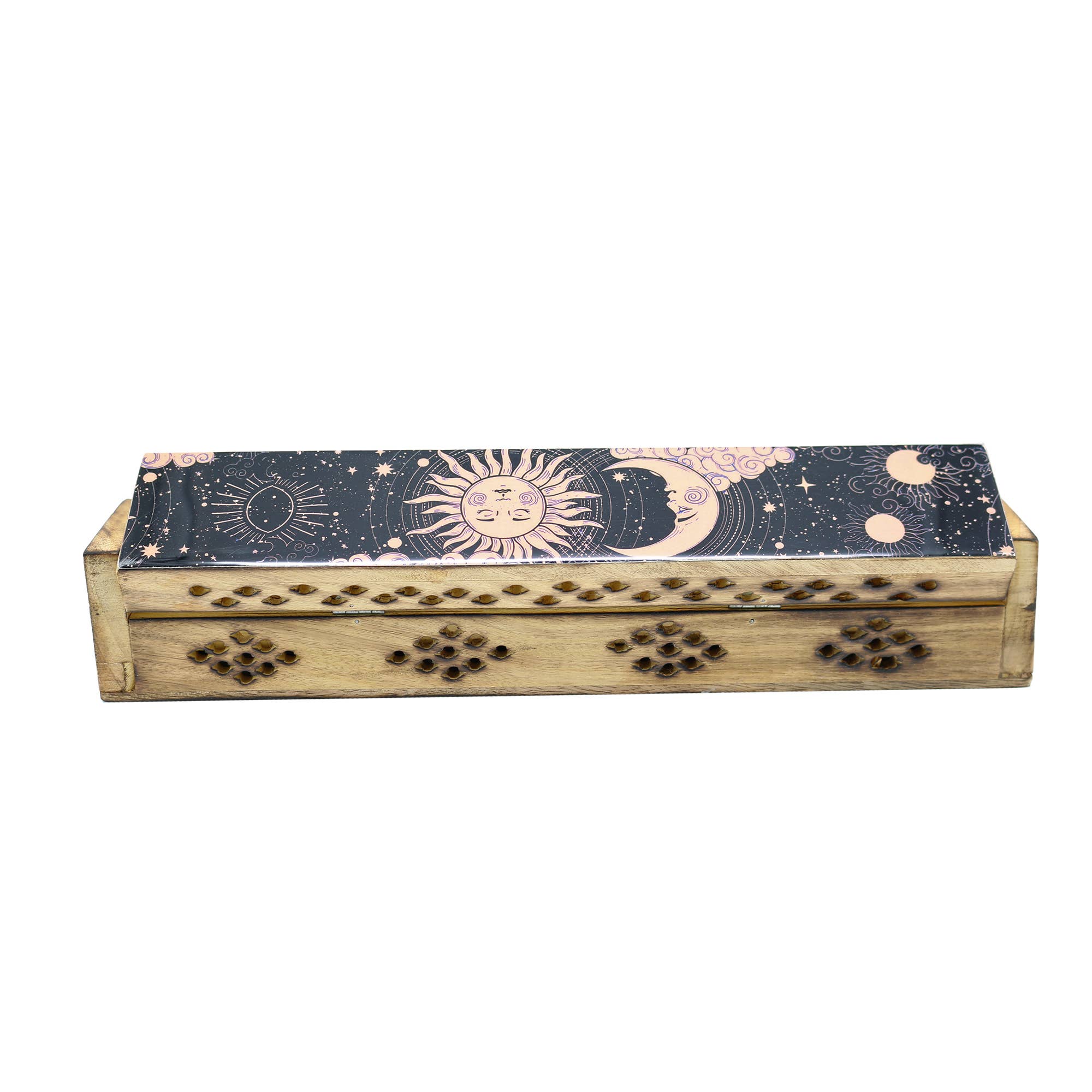 Designs by Deekay Inc. - Wholesale Incense Holder - Wooden Incense Burner Box - Sun & Moon (Pink)2
