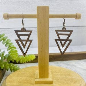 Boucles d'oreilles en bois | Triangle + Double pour la vente par LEEWOOD + CO.