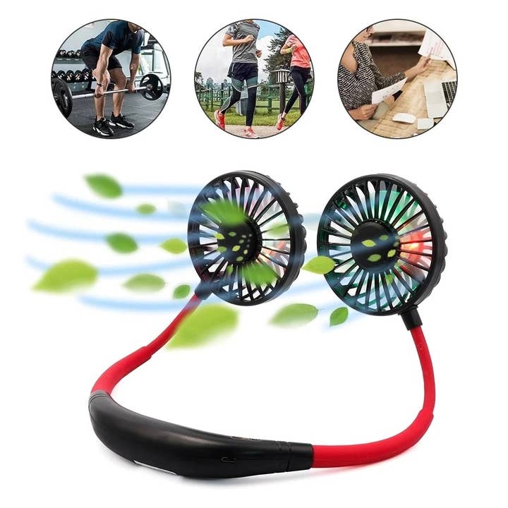 Hard Rock Health Stores - Wholesale Handheld Electric Fan - Mini Portable Hanging Neckband Fan USB Rechargeable Double Fans Air Cooler Conditioner Colorful Aroma Electric Desk Fan For Room XH8