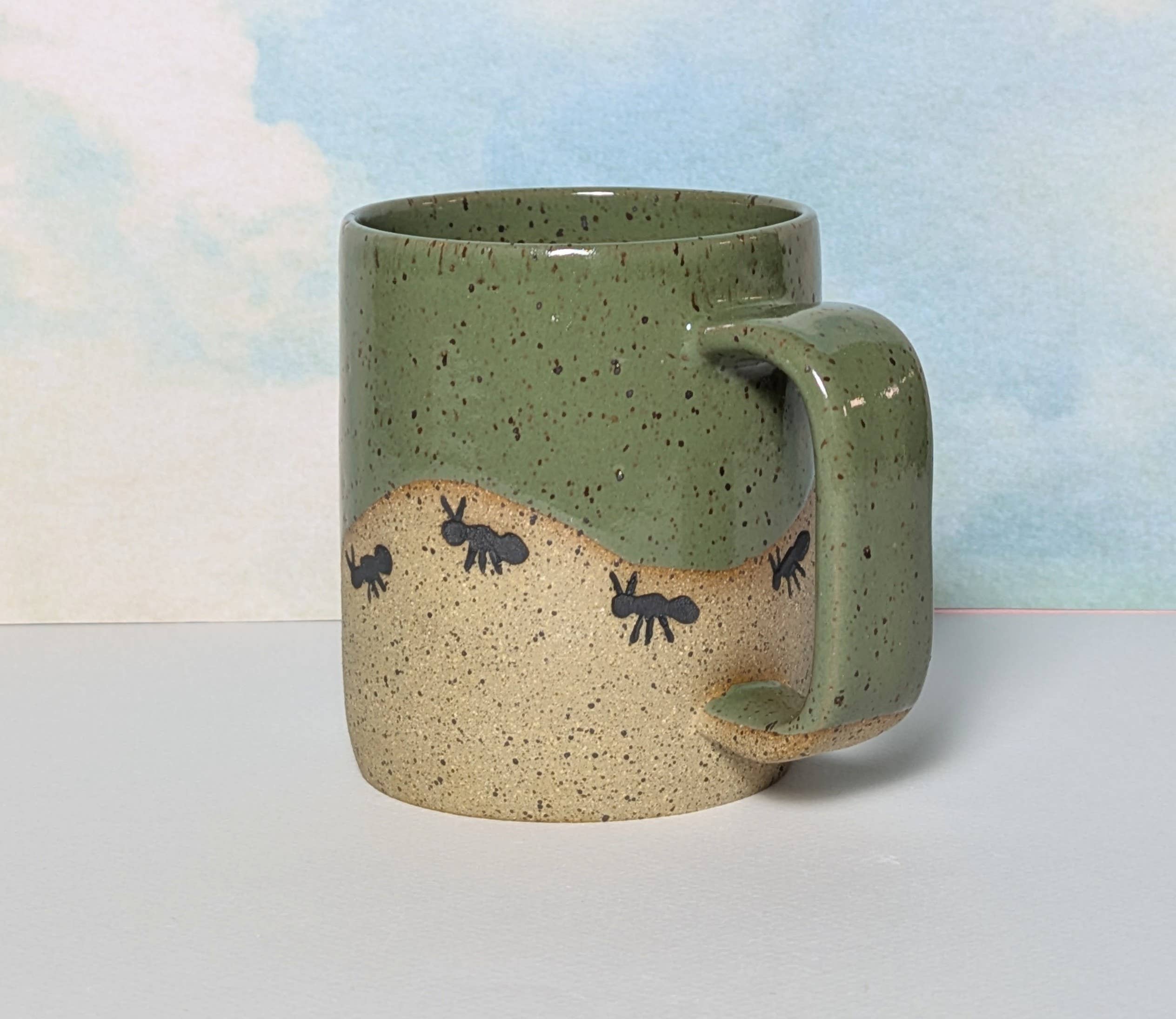 Osso Ceramics - Wholesale Coffee Mug - Ant Stamped Ceramic Mug, Ants on a Hill Mug1