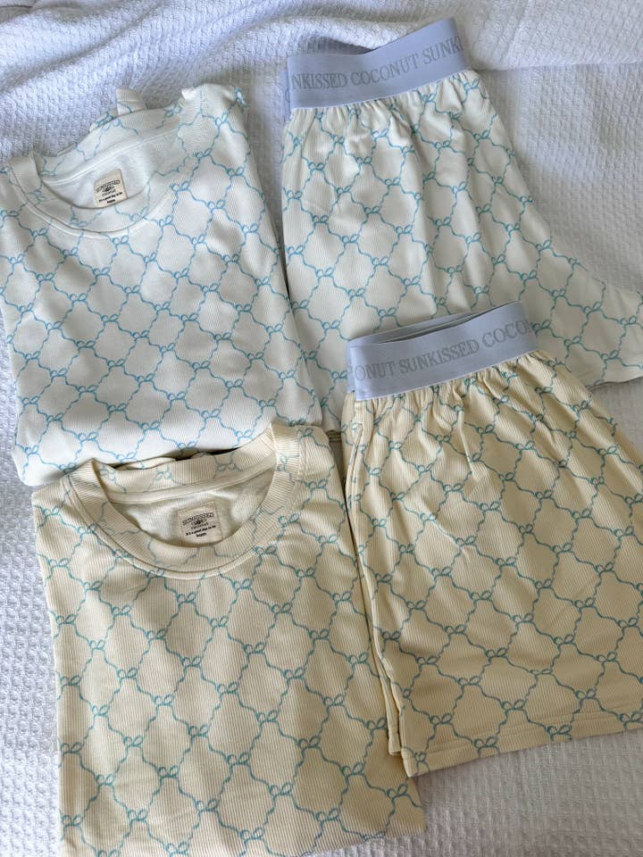 Pale Yellow Luxurious Coquette Bow Pajamas for wholesale on Faire