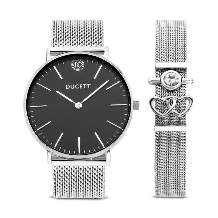 Svart mesh + Mesh armband lyx silver för wholesale av DUCETT