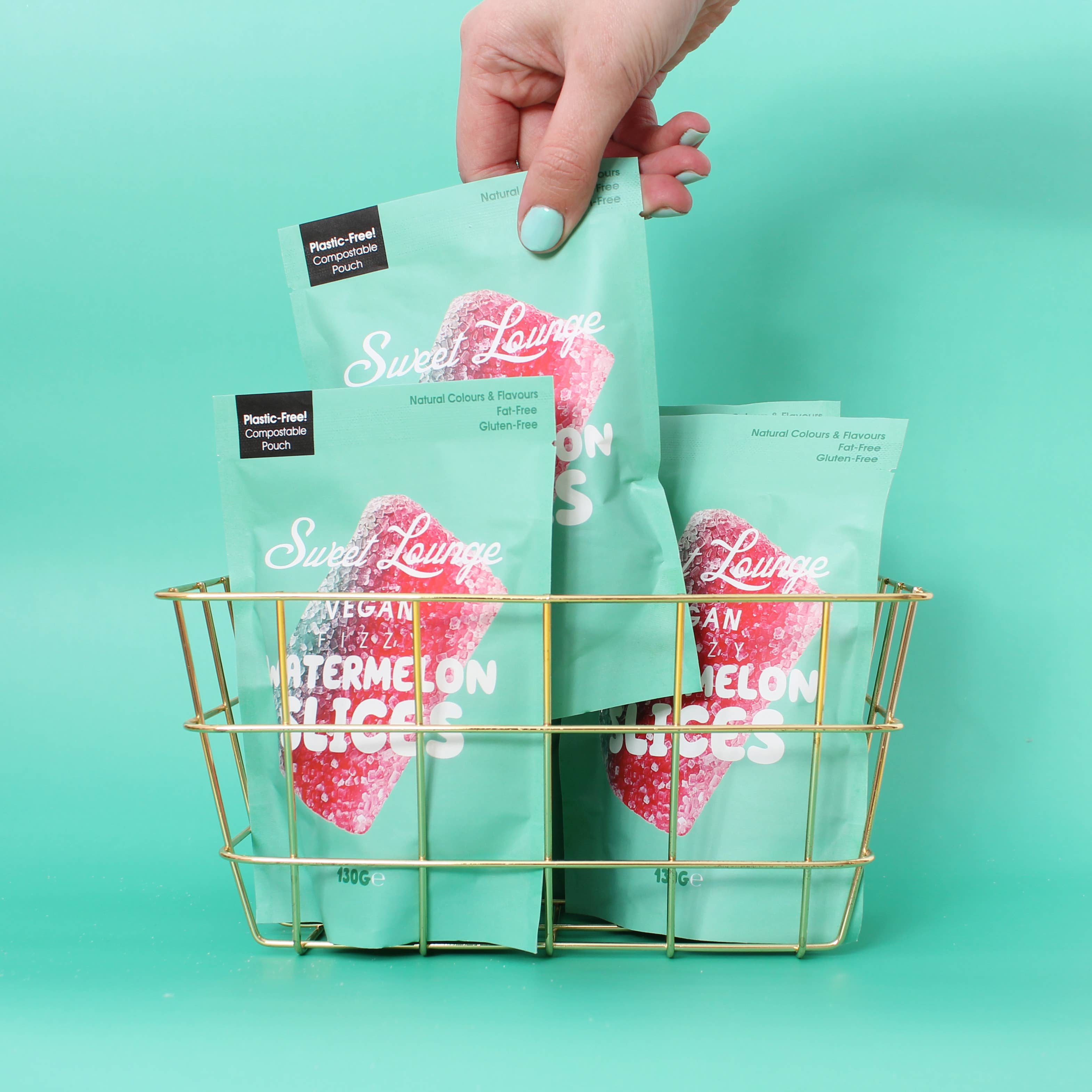 Sweet Lounge - Wholesale Gummy - Vegan Fizzy Watermelon Slices (plastic-free) 130g1