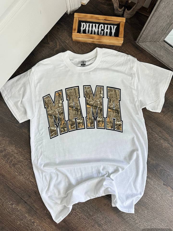 Camo Mama Tee or Crewneck for wholesale by Gunpowder and Glam Boutique