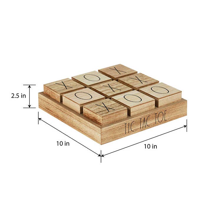 DesignStyles Home - Wholesale Board Game - Rae Dunn Wooden Decorative Tic Tac Toe Board Game