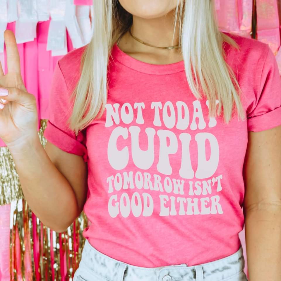 The Candy Collections – Engroshandel T-shirt med print - Dame – Ikke i dag amor Valentinsdag jeg hjerte tee shirt1