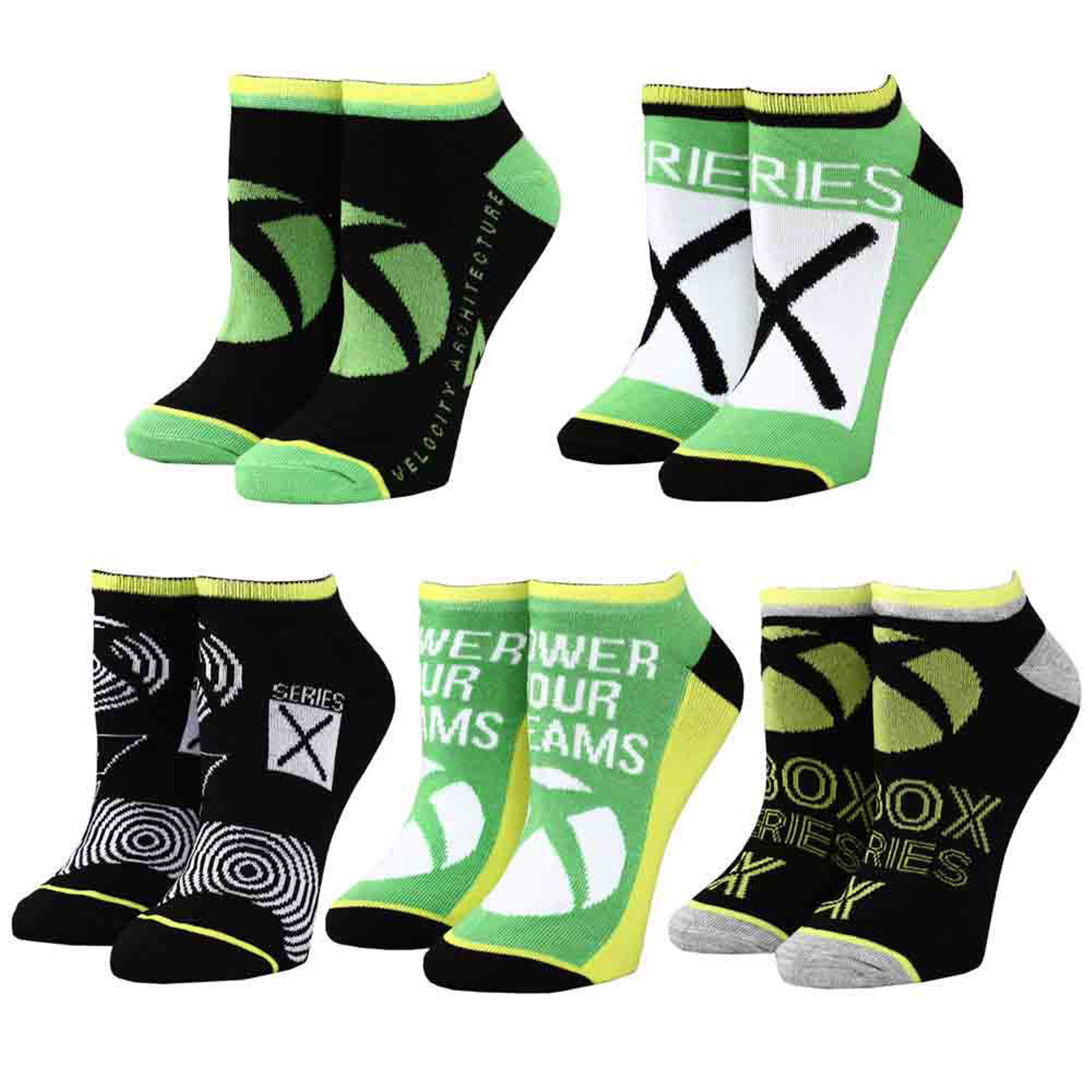Square Deal Recordings & Supplies - Wholesale Socks - Unisex - Socks - Microsoft X-Box Logo - Pack Of 5 Pairs0