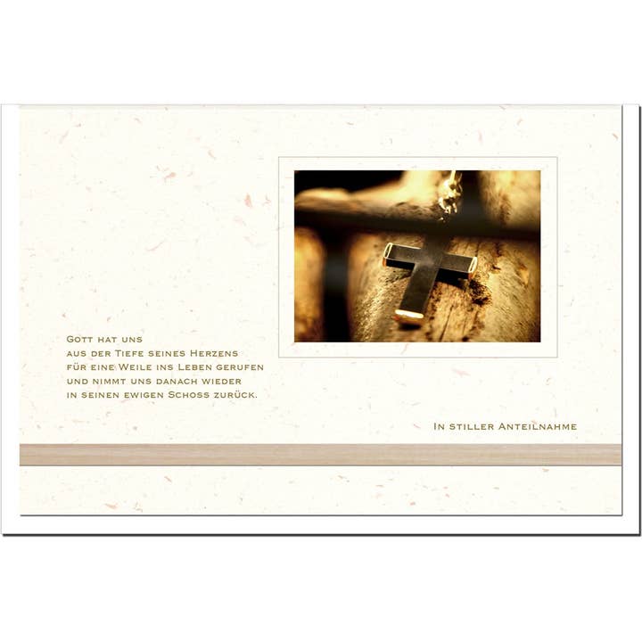 Carte de condoléances DANS LA MAIN DE DIEU avec décoration en bois - Élégante carte de condoléances de metALUm pour la vente par metALUm