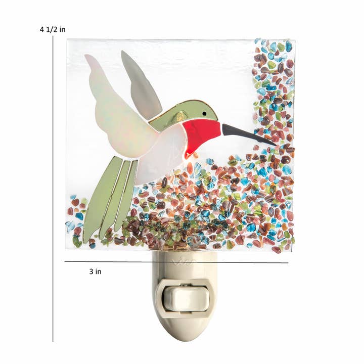 J Devlin Glass Art & Bert Anderson Collection - Wholesale Night Light - Hummingbird Night Light Fused Stained Glass NTL 225-2